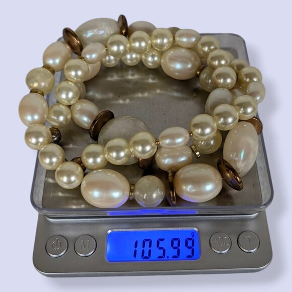 Vintage Lucite Moonglow & Glass Pearl Necklace - Picture 8 of 8